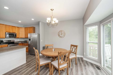 Sip morning coffee or grab a bite at the breakfast table, seating 4