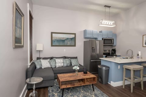 Apt 2 – Curl up for a movie on the queen-sized sleeper sofa in the living room