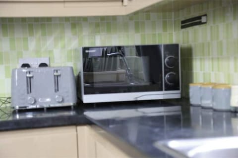 Fridge, microwave, oven, electric kettle