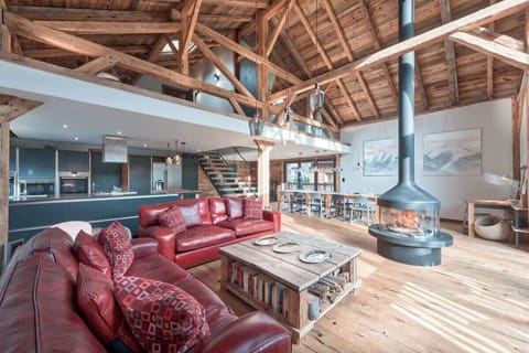 Loft style chalet with open master suite mezzanine level above.