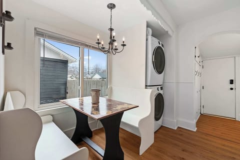 Private laundry is available for your stay, tucked away off the dining area