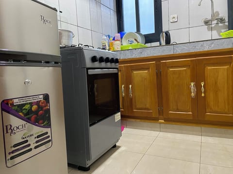 Fridge, microwave, oven, electric kettle