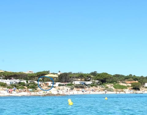 On the beach, sun loungers