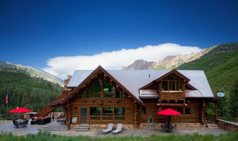 Spacious exterior of the property featuring stunning views and areas to gather.