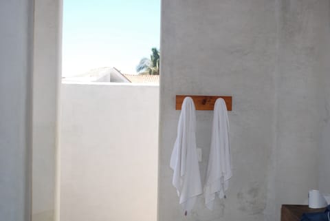 Master bathroom with outside shower.