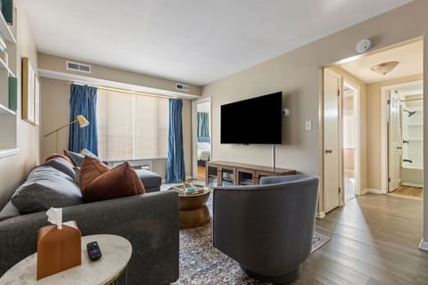 Experience movie nights in style with our impressive 65-inch flat-screen TV