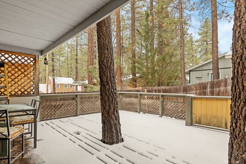 Backyard with deck and BBQ