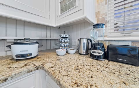 Rice cooker kettle, blender, toaster, coffee, tea, pots, pans, indoor and outdoor dishes, baking sheets, serving platters & more. We have your kitchen STOCKED!