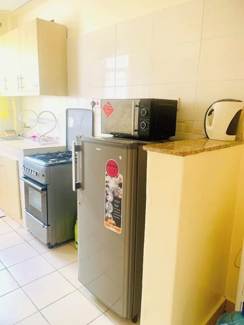 Fridge, microwave, oven, electric kettle