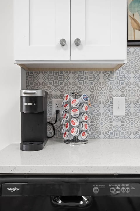 Coffee Station: Enjoy a brew with a view at our stylish coffee corner, stocked for your delight!