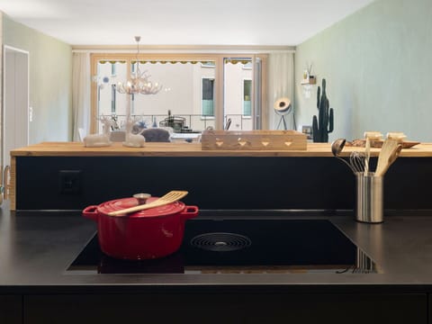 Kitchen, Countertop, Interior Design, Light Fixture, Furniture, Lighting, Plumbing Fixture, Tap, Cabinetry, Home