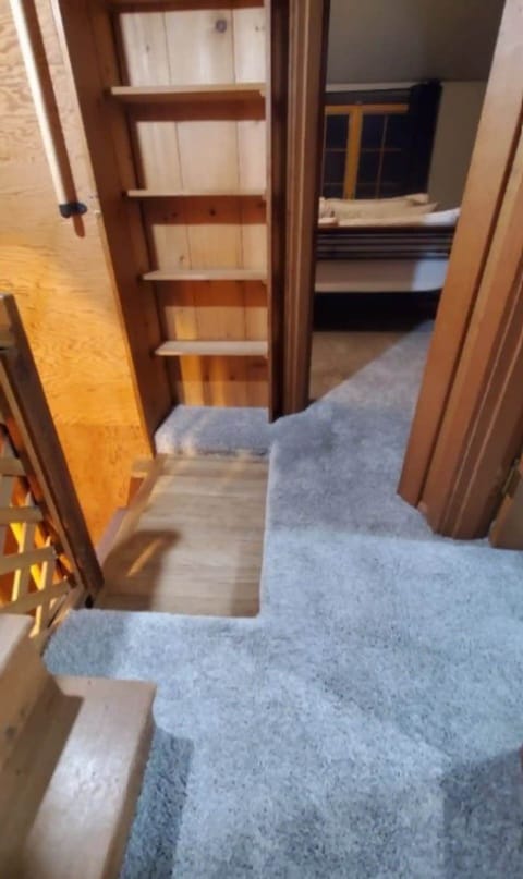 Unique boat stairs add to the charm of the home