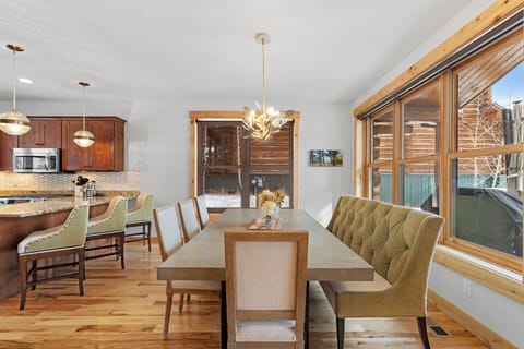 Dining table with seating for 8.