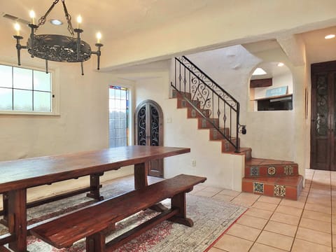 The gorgeous dining room is spacious and offers comfortable seating for 6