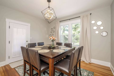 Dining table with seating for 8