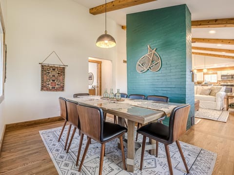 With elegant design and comfortable seating, this dining room is the perfect spot to enjoy both casual and formal meals.