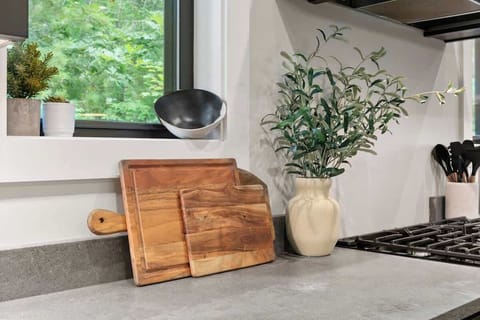 Natural touches and outdoor views in our inviting kitchen.