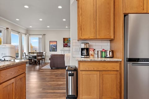 Entrance to the large gourmet kitchen