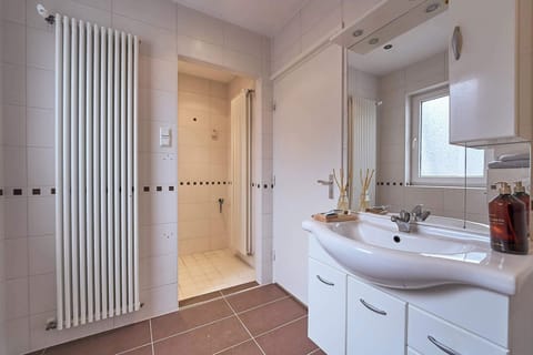 Washing table and walk-in shower with all the essentials