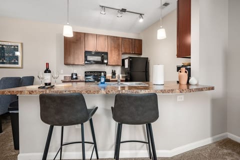 Comfortable Arhaus bar seating with lots of space to work or snack 