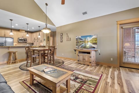 Cozy open kitchen and living room area