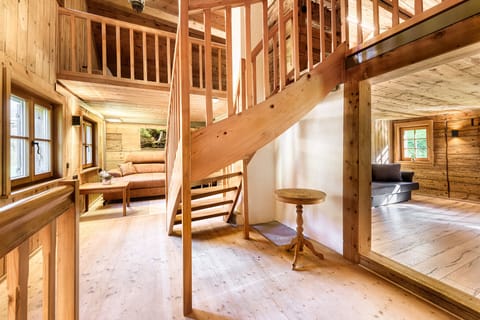 Staircase in the Lutzklang mountain lodge in Raggal in the Großen Walsertal.