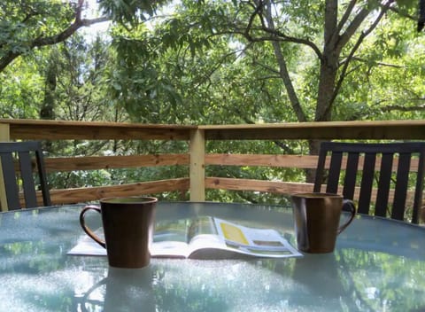 Outdoor table on front deck.