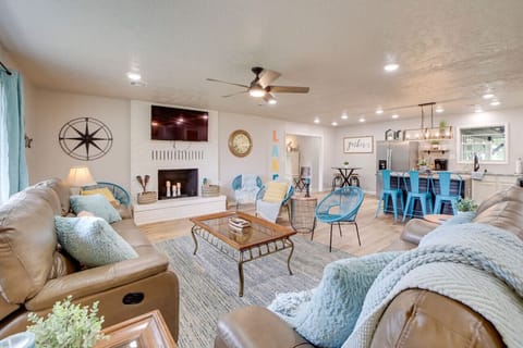 Spacious living room with smart TV