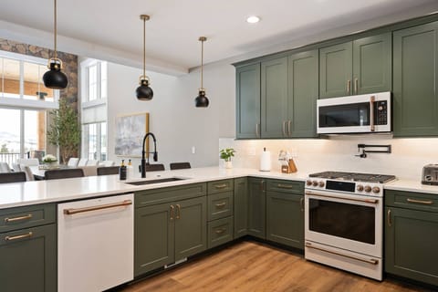 The ornately decorated kitchen is an excellent place to enjoy breakfast before a day in Granby.