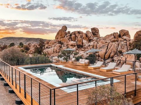 Surrounded by towering boulders