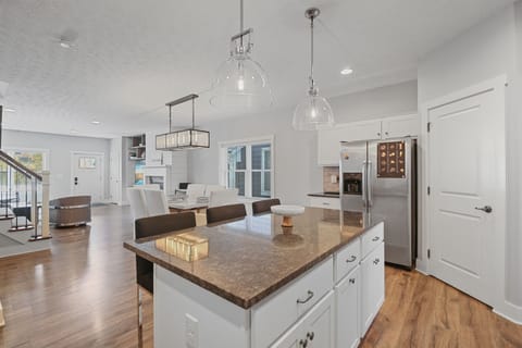 Kitchen island with seating for three