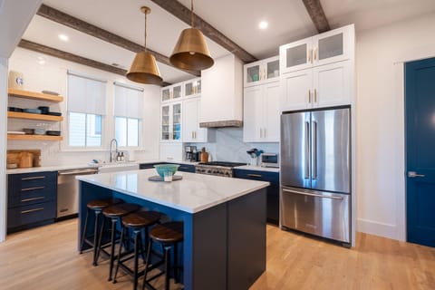 Chef's kitchen with bar seating