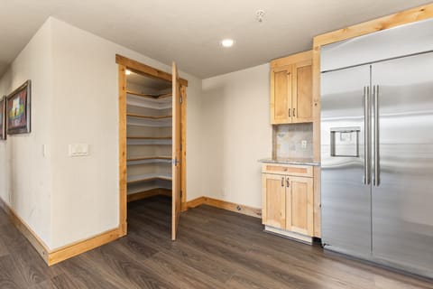 Indoors, Floor, Flooring, Hardwood, Refrigerator