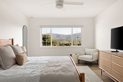 Master Bedroom.  King bed with luxury hybrid mattress.  Mountain views.