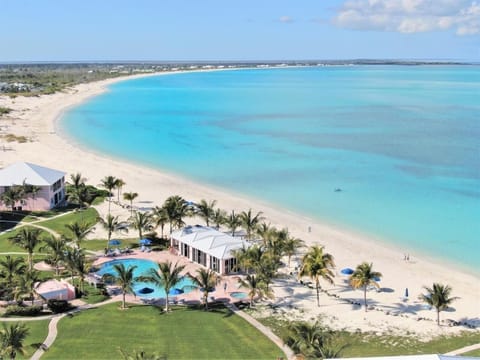 On the beach, sun loungers, beach towels