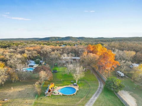 Aerial view of the property.