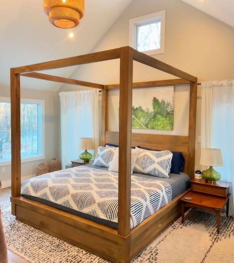 Primary Bedroom - 2nd Floor  King Canopy Bed - Upstairs Bedroom Attached to Bathroom