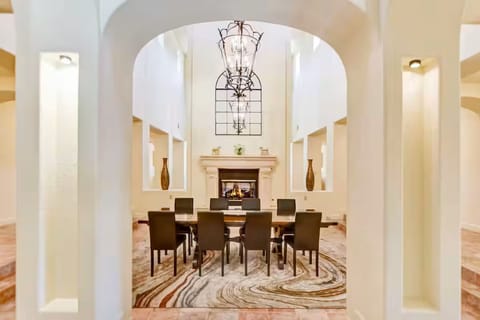 This elegant dining area offers plenty of space for family and friends