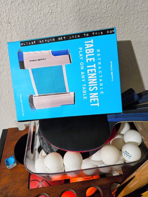 Please return ping-pong net back into box and all game items back in organizer.