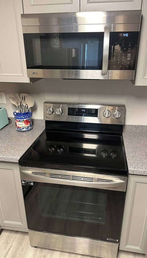 Full sized stove available for use.