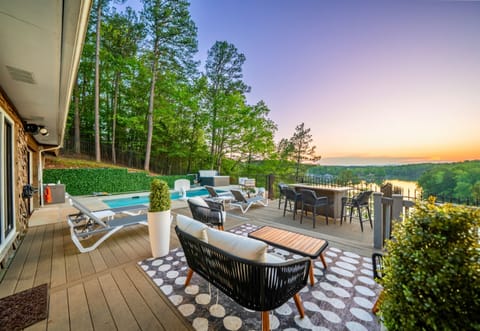 Savor lakeside dining on the spacious patio, where stylish seating and incredible views make every meal feel special.