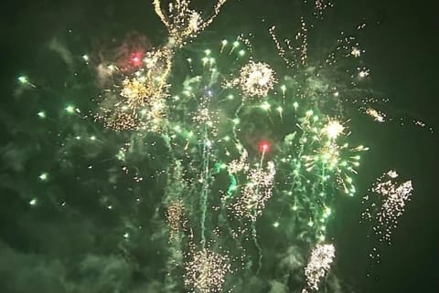 View of apartment balcony during Wexford Opera Festival fireworks display