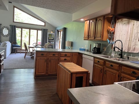 Kitchen and view of dining realizing