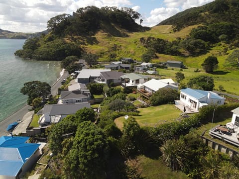 “Pen Bryn” - house on the hill, with the light blue roof, overlooking the Bay.