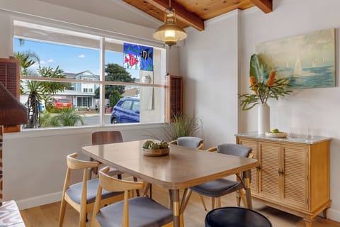 The dining table is perfect for six.