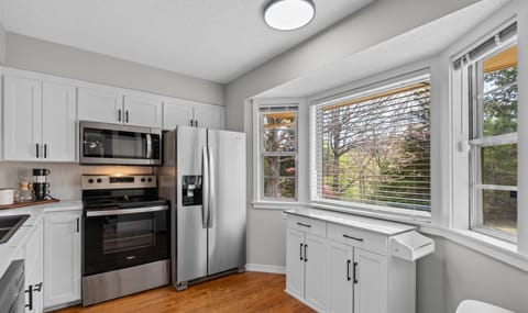 Fully stocked kitchen.