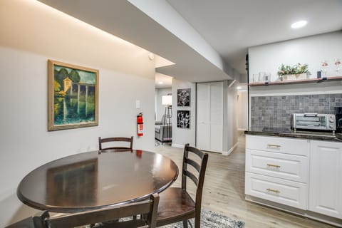 There's also a third table with four chairs in the basement.