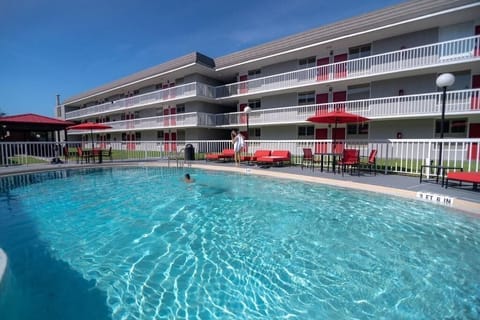 Cool off with refreshing laps in the sunlit pool.