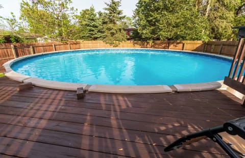 Private Deck with lounge chairs 33ft x 54 inch deep pool. June-Aug