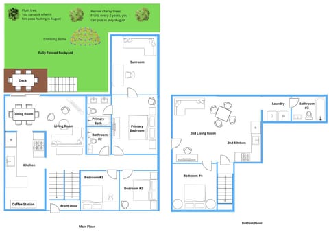 Layout of both floors of the house